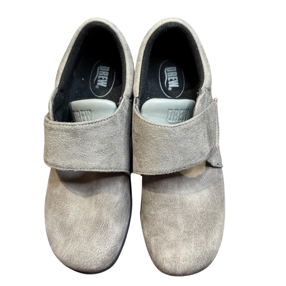 Drew Moonwalk Shoes Womens Size 8.5 W‎ Gray Suede Hook & Loop Comfort Walking